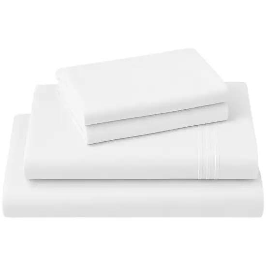 Four Piece White Cotton King Sheet Set Photo 2