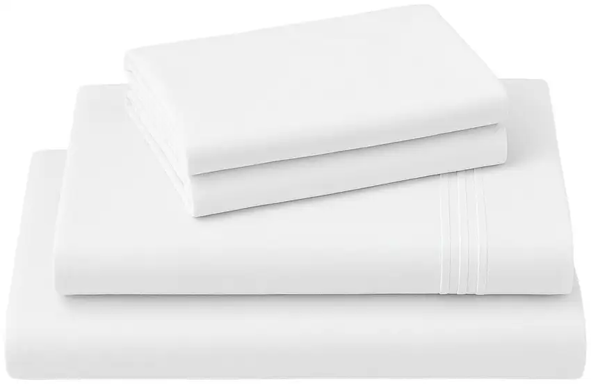 Four Piece White Cotton King Sheet Set Photo 2