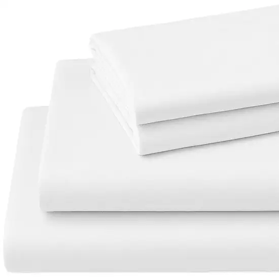 Four Piece White Cotton King Sheet Set Photo 3
