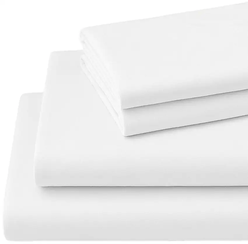 Four Piece White Cotton King Sheet Set Photo 3