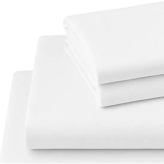 Four Piece White Cotton King Sheet Set Photo 4