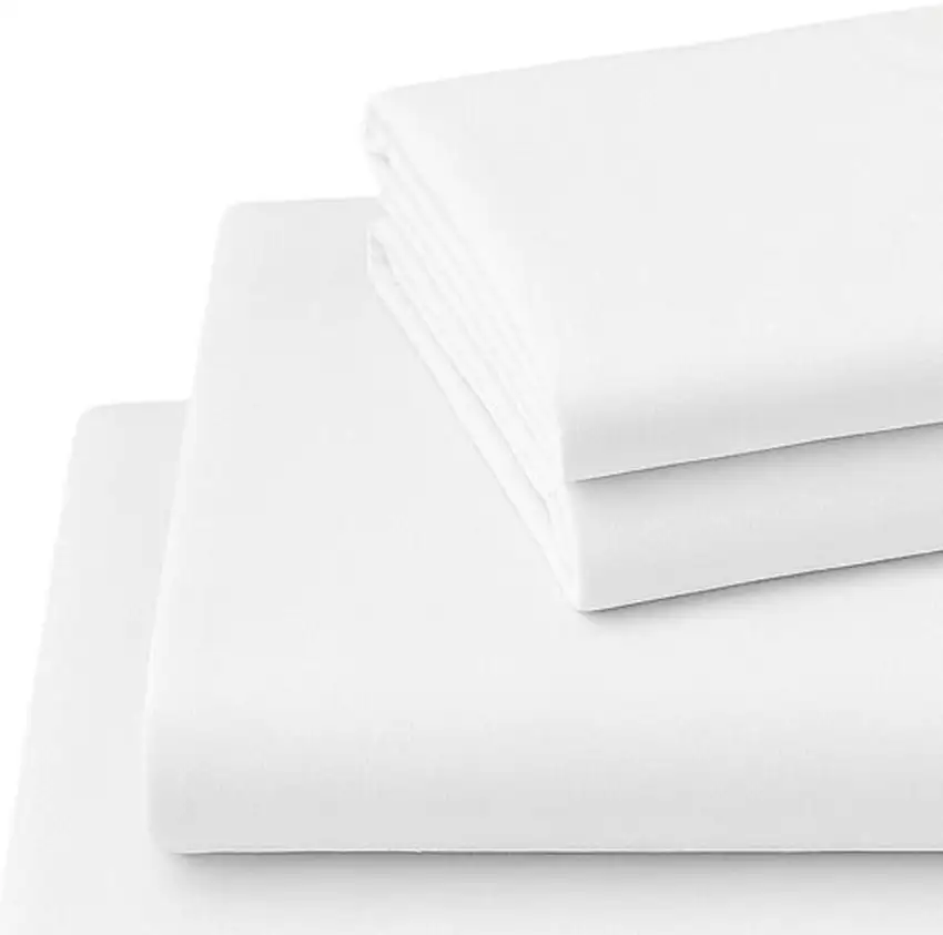 Four Piece White Cotton King Sheet Set Photo 4