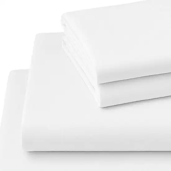 Four Piece White Cotton Queen Sheet Set Photo 4