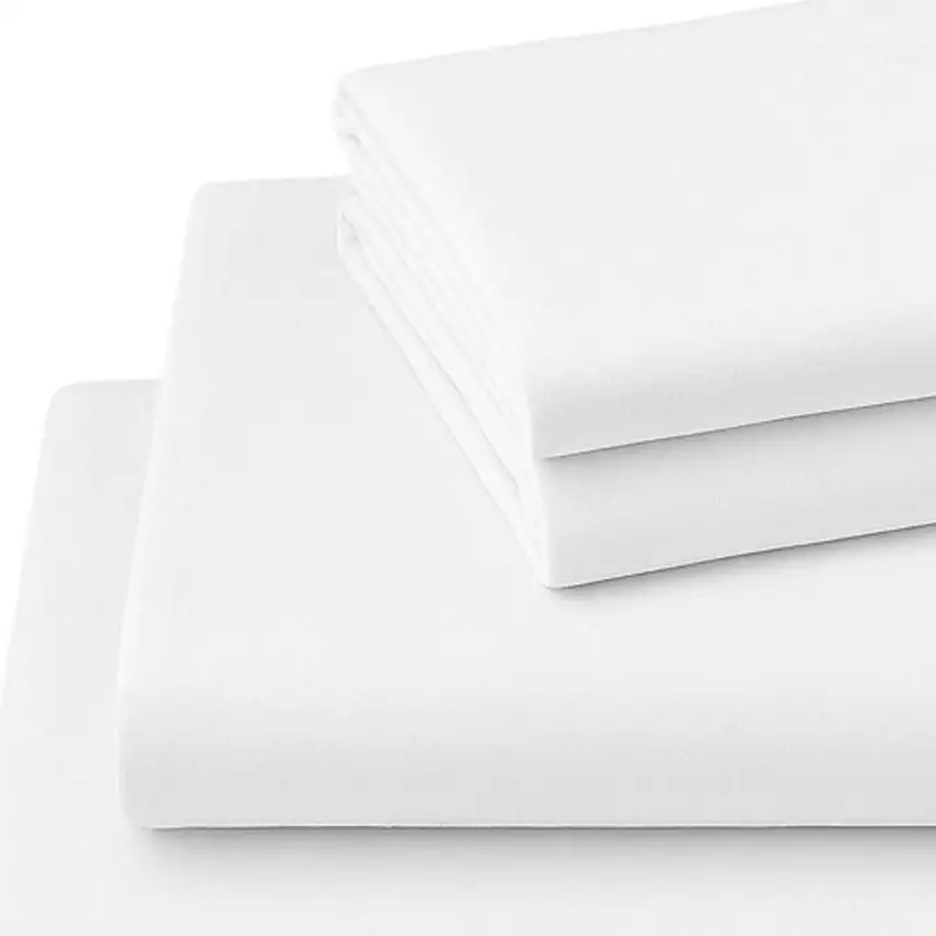 Four Piece White Cotton Queen Sheet Set Photo 4