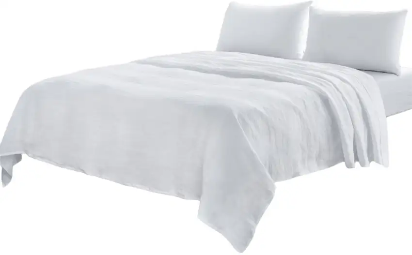 Four Piece White Linen  Double Sheet Set Photo 4