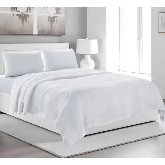 Four Piece White Linen  Double Sheet Set Photo 1