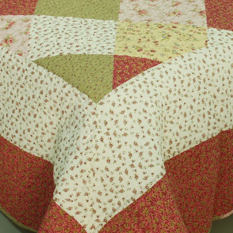 Fragrant Fields - 100% Cotton 3PC Vermicelli-Quilted Patchwork Quilt Set (Full/Queen Size) Photo 4