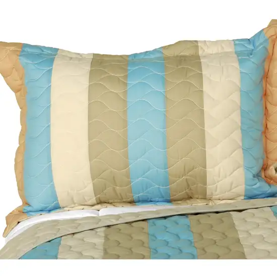 Free Sunday -  3PC Vermicelli-Quilted Patchwork Quilt Set (Full/Queen Size) Photo 2