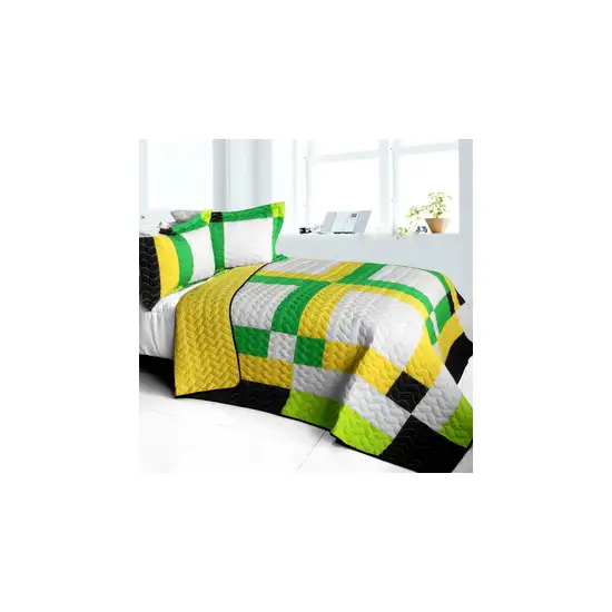 Fresh Field -  3PC Vermicelli - Quilted Patchwork Quilt Set (Full/Queen Size) Photo 2