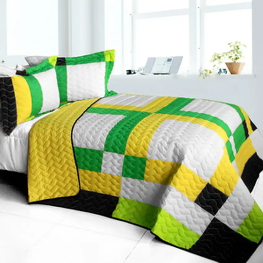 Fresh Field -  3PC Vermicelli - Quilted Patchwork Quilt Set (Full/Queen Size) Photo 2