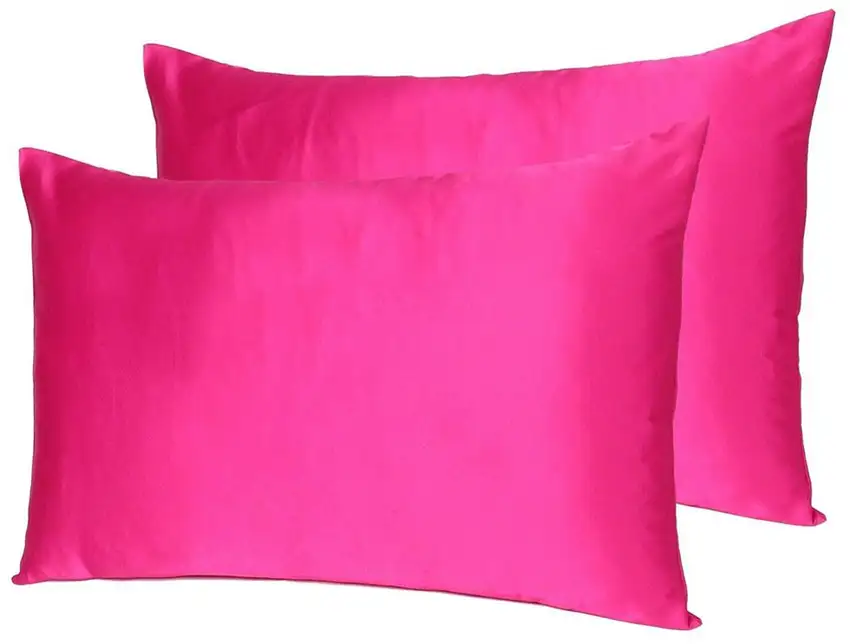 Fuchsia Dreamy Set Of 2 Silky Satin King Pillowcases Photo 7