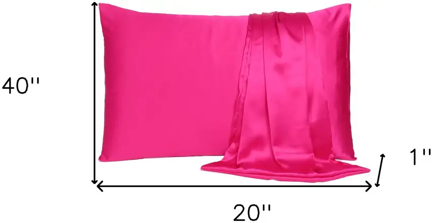 Fuchsia Dreamy Set Of 2 Silky Satin King Pillowcases Photo 8