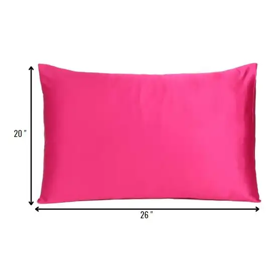 Fuchsia Dreamy Set Of 2 Silky Satin Standard Pillowcases Photo 8