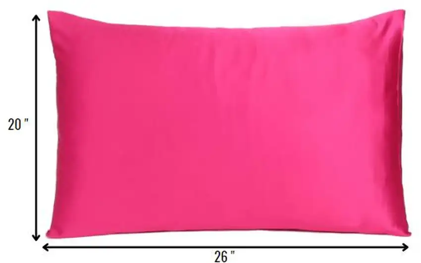 Fuchsia Dreamy Set Of 2 Silky Satin Standard Pillowcases Photo 8