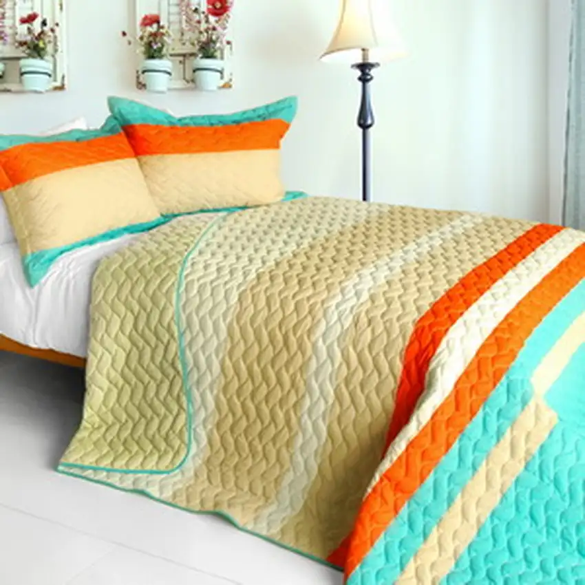 Full House -  3PC Patchwork Quilt Set (Full/Queen Size) Photo 1