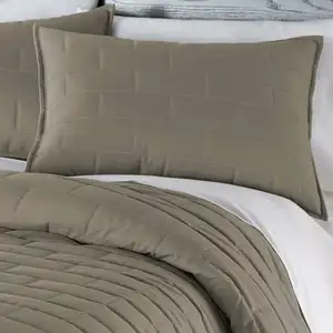 Photo of Full/Queen Modern Brick Stitch Microfiber Reversible 3 Piece Comforter Set