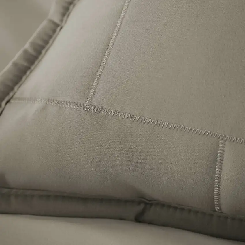 Full/Queen Modern Brick Stitch Microfiber Reversible 3 Piece Comforter Set in Taupe Photo 4