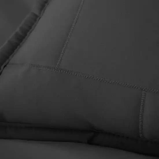 Full/Queen Modern Brick Stitch Microfiber Reversible 3 Piece Quilt Set in Black Photo 3