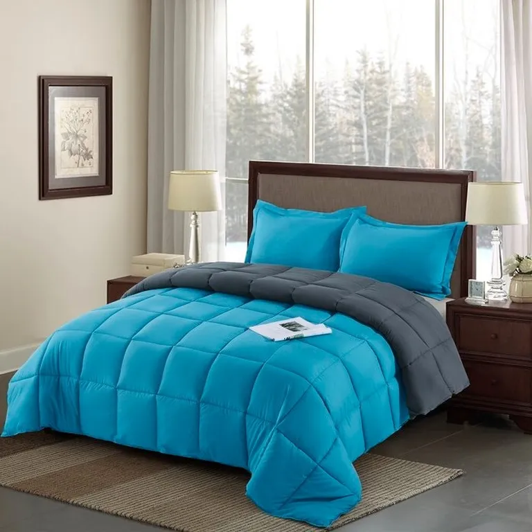 Full/Queen Traditional Microfiber Reversible 3 Piece Comforter Set Photo 1
