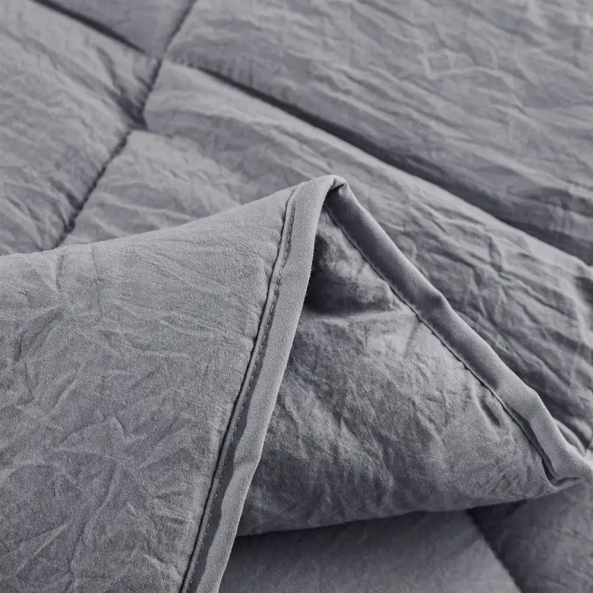 Full/Queen Traditional Microfiber Reversible 3 Piece Comforter Set in Grey Photo 3