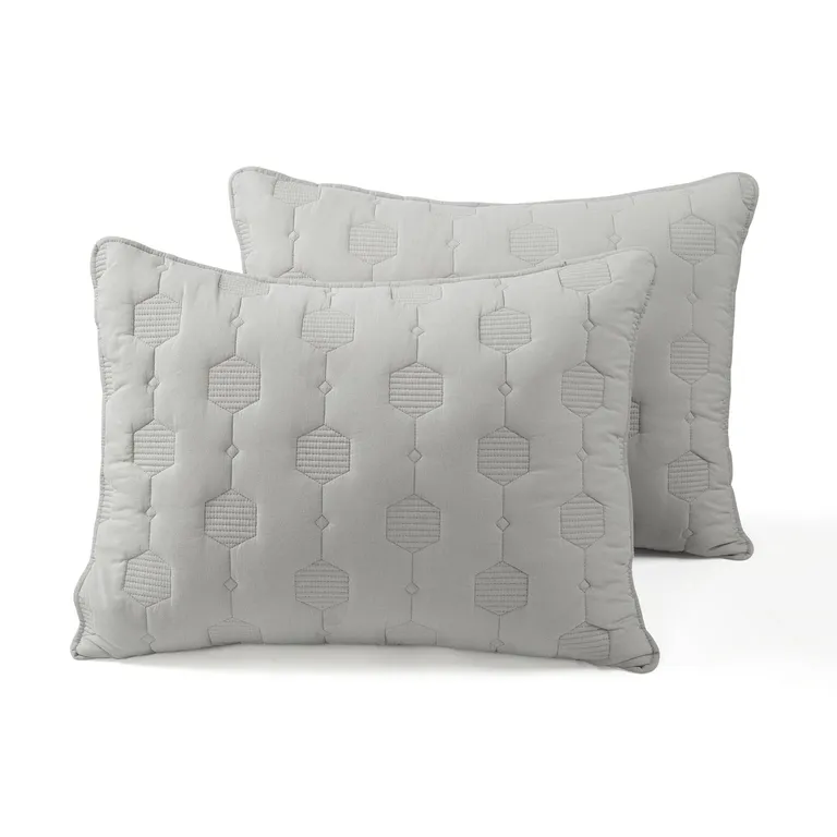 Full/Queen size Lightweight Grey Textured Cotton 3 Piece Quilt Set Photo 4
