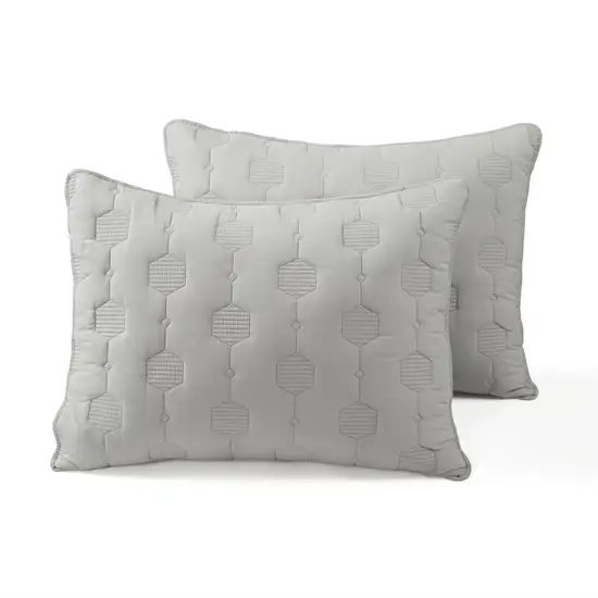 Full/Queen size Lightweight Grey Textured Cotton 3 Piece Quilt Set Photo 4