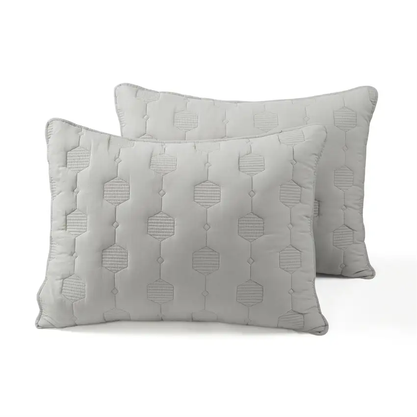 Full/Queen size Lightweight Grey Textured Cotton 3 Piece Quilt Set Photo 4