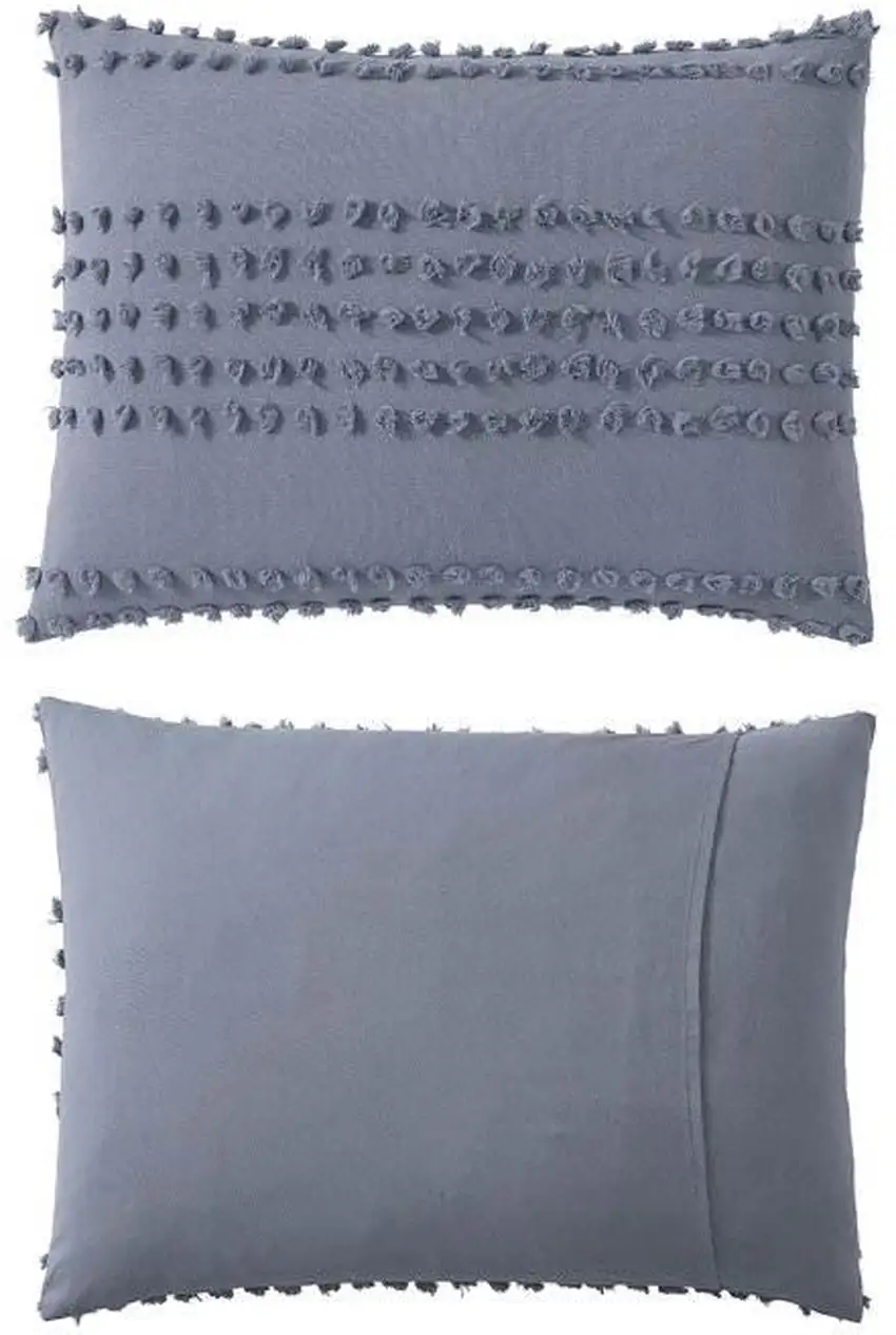 Full/Queen size 5-Piece 100-Percent Cotton Clip Dot Comforter Set in Denim Blue Photo 4