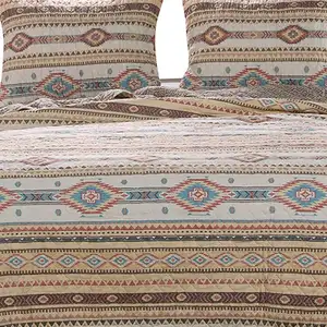 Photo of Full Size 3 Piece Polyester Quilt Set with Kilim Pattern