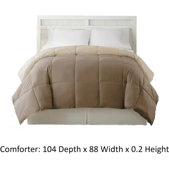 Genoa King Size Box Quilted Reversible Comforter The Urban Port, Brown and Gold Photo 5
