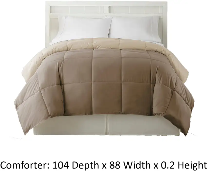 Genoa King Size Box Quilted Reversible Comforter The Urban Port, Brown and Gold Photo 5