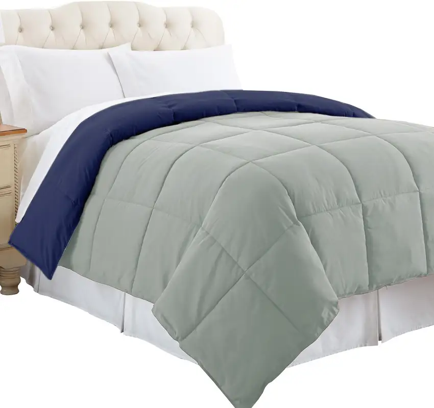 Genoa Reversible Queen Comforter with Box Quilting The Urban Port Photo 3