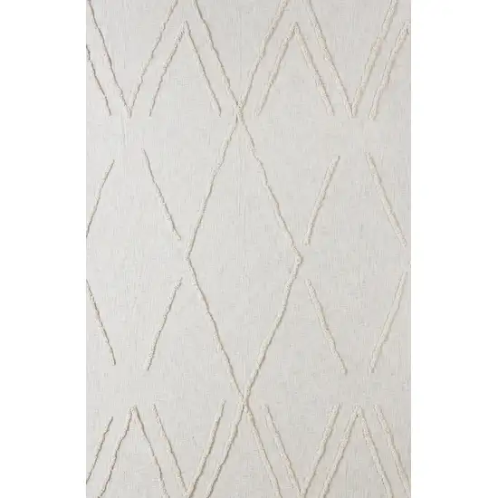 Ivory Geometric Twin Cotton Coverlet With Fringe Photo 9