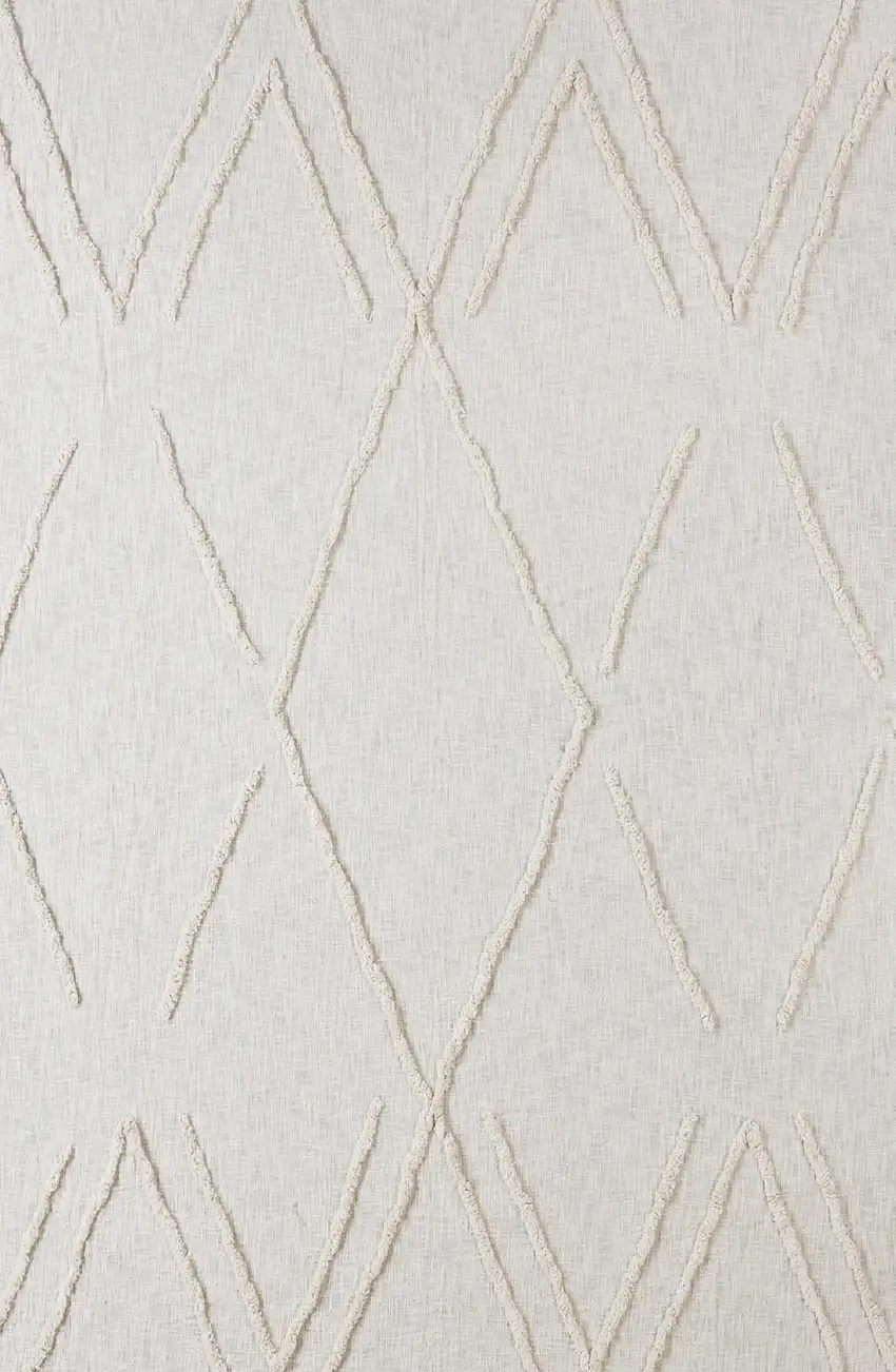 Ivory Geometric Twin Cotton Coverlet With Fringe Photo 9
