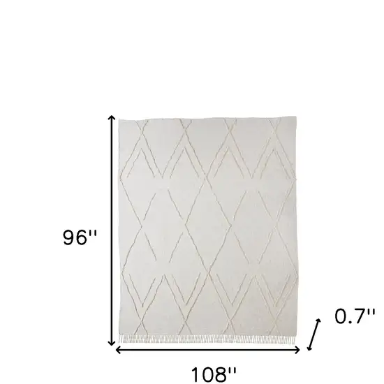 Ivory Geometric Queen Cotton Coverlet Photo 7