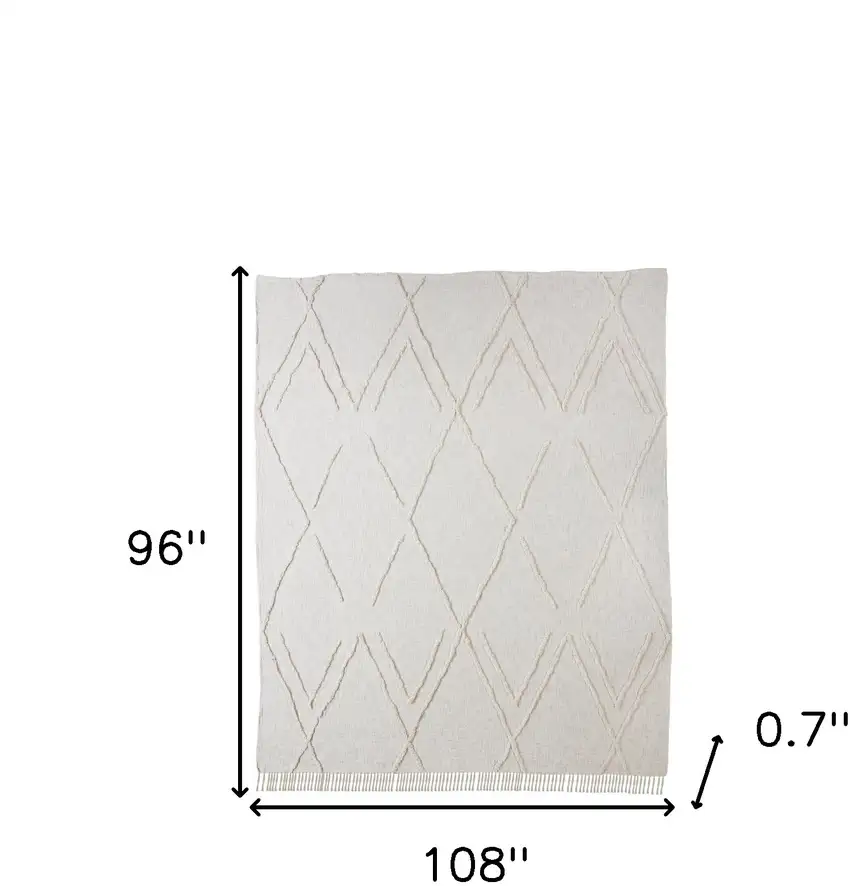 Ivory Geometric Queen Cotton Coverlet Photo 7