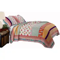 Photo of Geometric and Floral Print King Size Quilt Set with 2 Shams