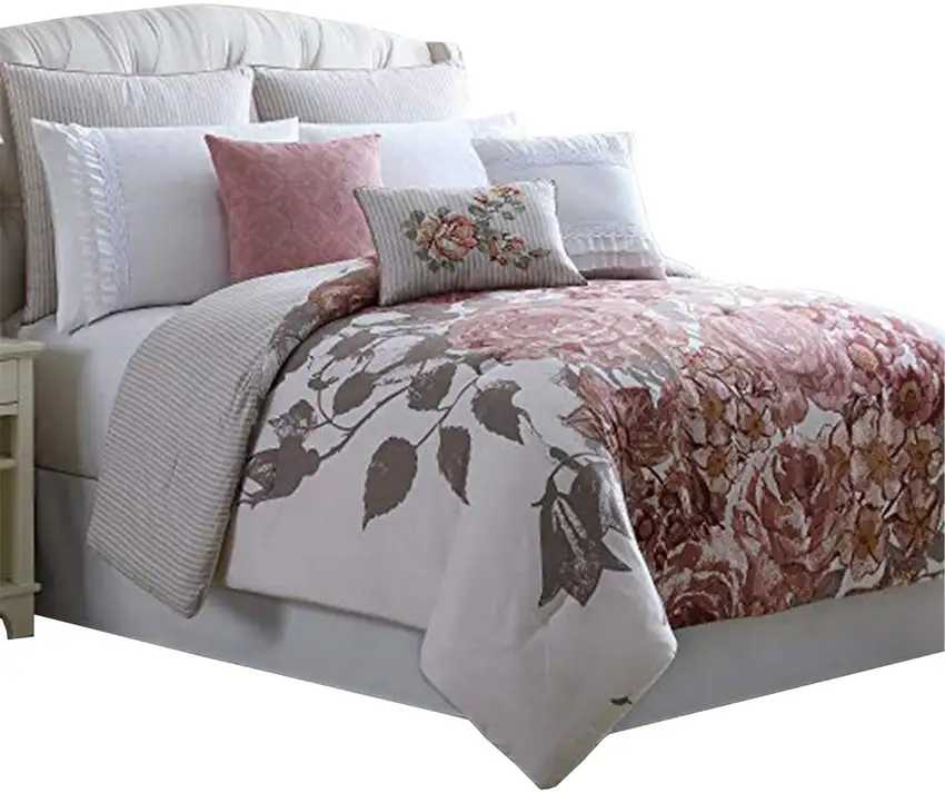 Ghent 8 Piece Queen Comforter Set with Floral Panel Print The Urban Port, Multicolor Photo 1
