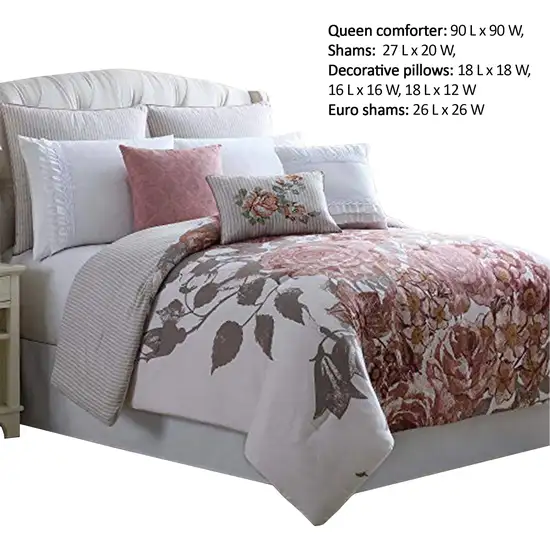 Ghent 8 Piece Queen Comforter Set with Floral Panel Print The Urban Port, Multicolor Photo 2