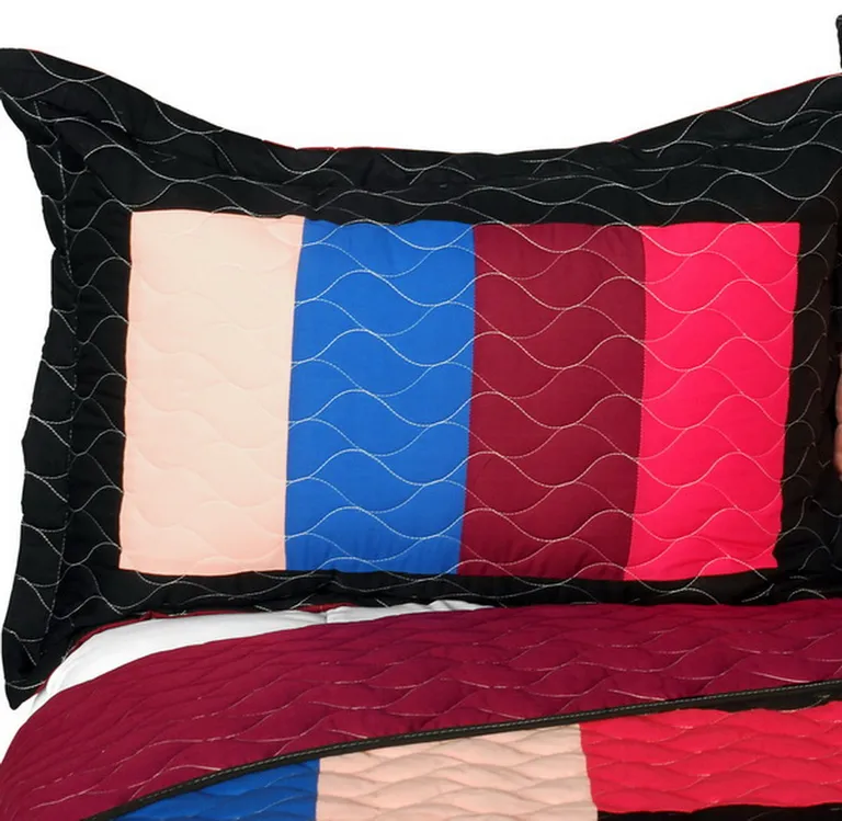 Girl's Excitement - 3PC Vermicelli-Quilted Patchwork Quilt Set (Full/Queen Size) Photo 3