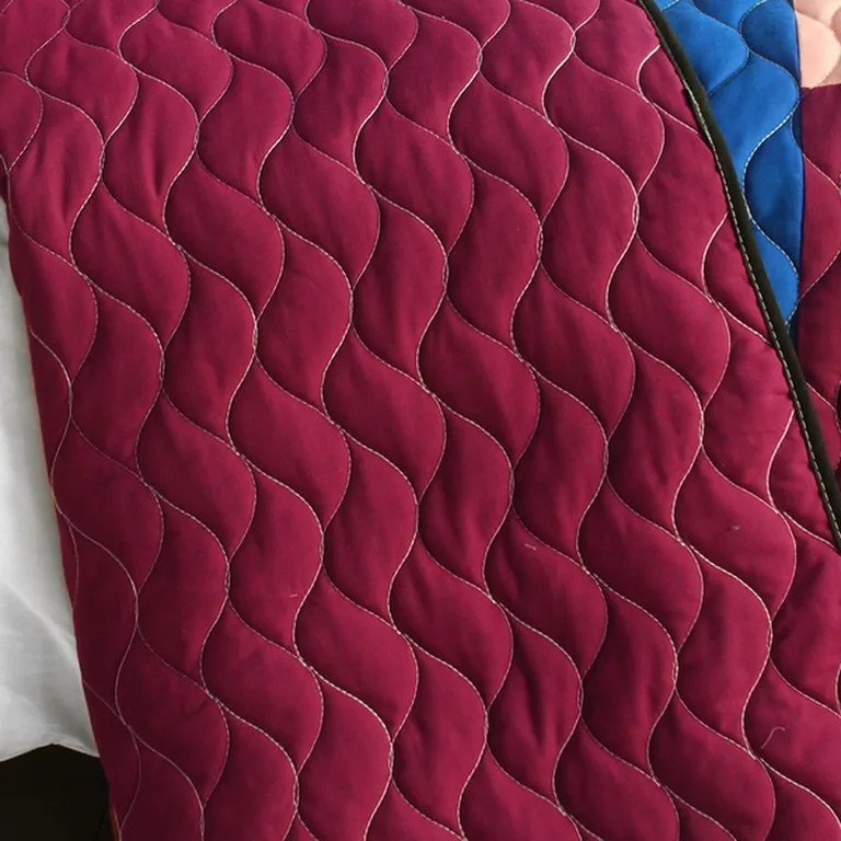 Girl's Excitement - 3PC Vermicelli-Quilted Patchwork Quilt Set (Full/Queen Size) Photo 4