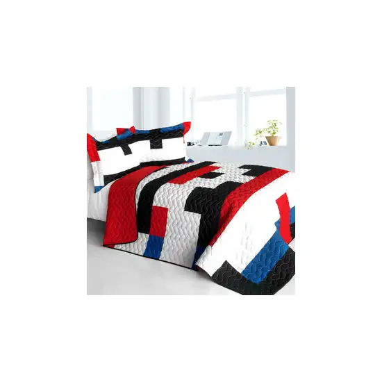 Gods Determine -  3PC Vermicelli - Quilted Patchwork Quilt Set (Full/Queen Size) Photo Swatch