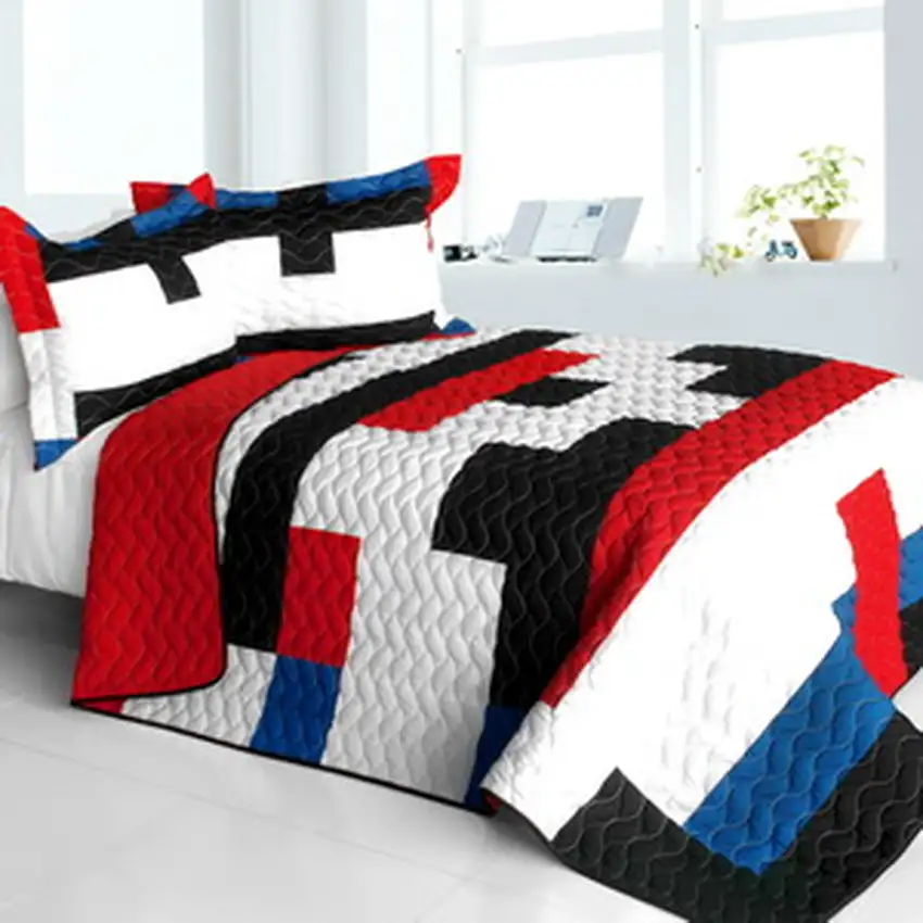 Gods Determine -  3PC Vermicelli - Quilted Patchwork Quilt Set (Full/Queen Size) Photo Swatch
