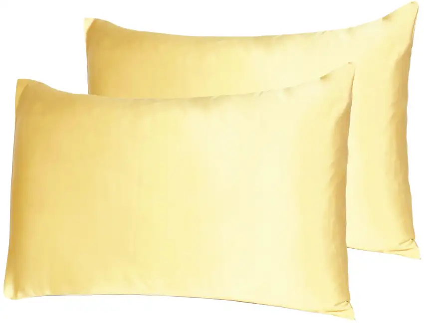 Gold Dreamy Set Of 2 Silky Satin King Pillowcases Photo 7