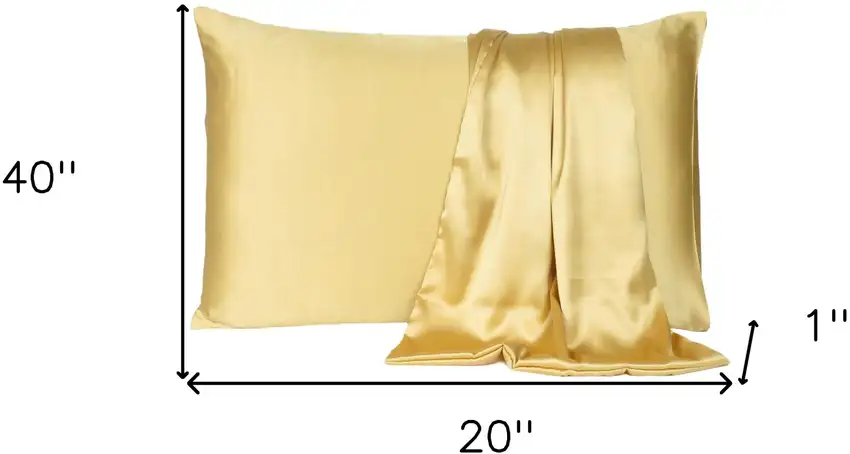 Gold Dreamy Set Of 2 Silky Satin King Pillowcases Photo 9