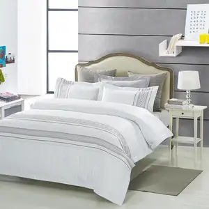 Photo of Gold Gray And White King Cotton Washable Duvet Cover Set With Two Shams