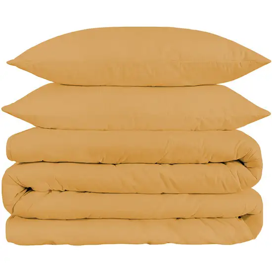 Gold Queen Cotton Blend 1200 Thread Count Washable Duvet Cover Set Photo 1