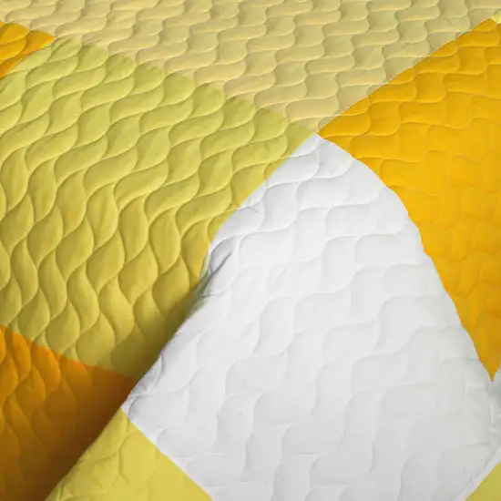 Gorgeous Sunshine -  Vermicelli-Quilted Patchwork Plaid Quilt Set Full/Queen Photo 4