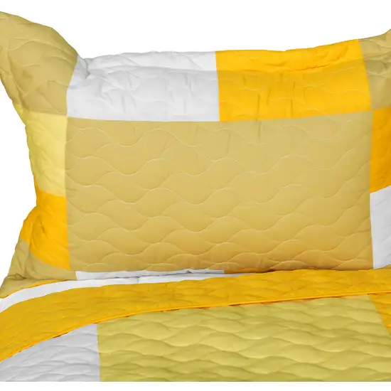 Gorgeous Sunshine -  Vermicelli-Quilted Patchwork Plaid Quilt Set Full/Queen Photo 1