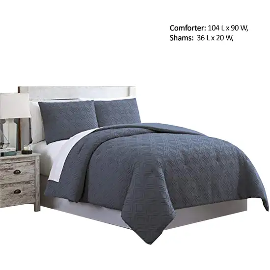 Gothenburg 3 Piece Diamond Pattern King Size Comforter Set The Urban Port, Navy Blue Photo 2